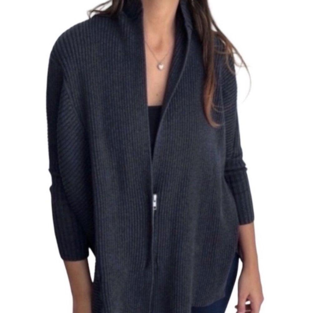 Cabi womens oversized cosmo ribbed zip front v neck sweater cardigan size Small